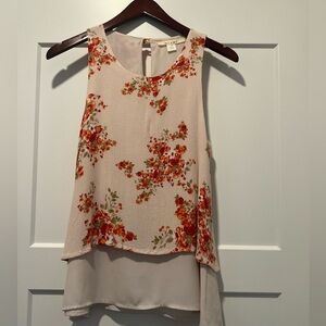 Miami Cream Tiered Tank Top with Pink Floral